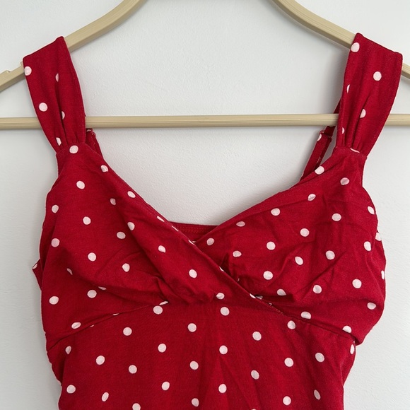 Red polka dot rushed tank - Picture 2 of 5